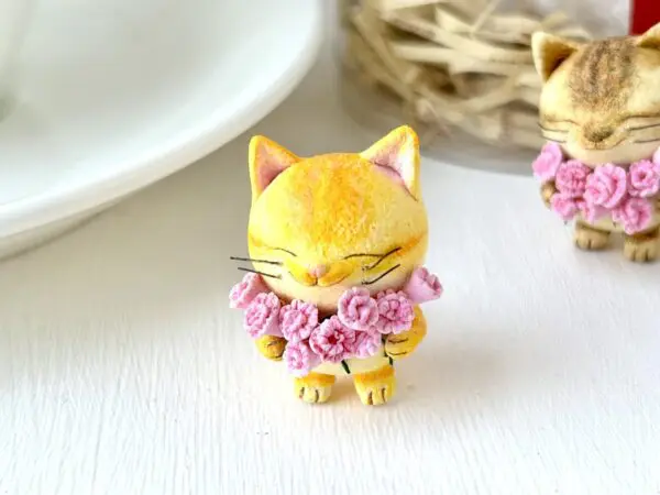 花束猫さん・カーネーション（黄トラ）