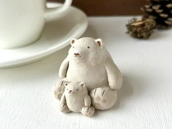二人でのほほんクマさん親子